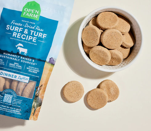 Open Farm Freeze Dried Raw Patties Dog Food - Surf & Turf - 10.5oz Pouch